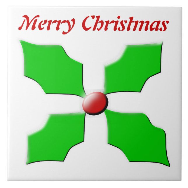 God jul Holly Anpassade Tile Kakelplatta (Framsidan)