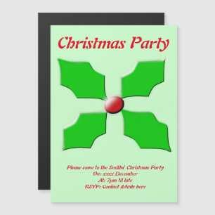 God jul Holly Anpassningsbar Party Magnetisk Inbjudningskort