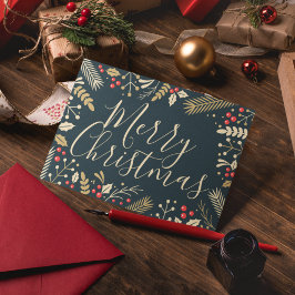 God jul Holly & Berries Anteckningskort
