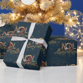 God jul Holly Berries Noel Guld Red Blue Presentpapper