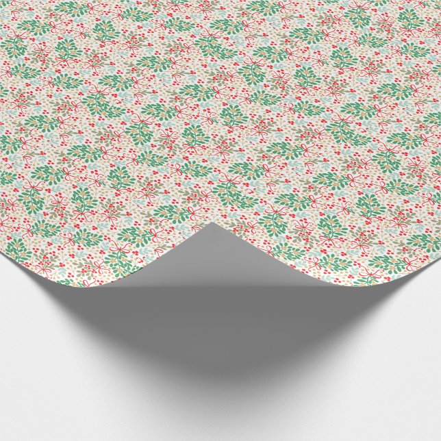 God jul, Holly Berries och Bows Presentpapper (Hörn)