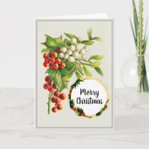 God jul Holly Berries Vintage Kort