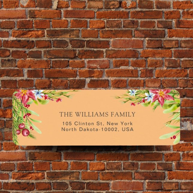 God jul Holly Berry Gräs Mycket god Orange Returadress Etikett (Skapare uppladdad)