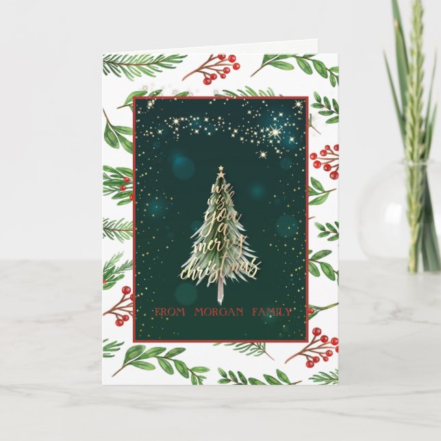 God jul,Holly Berry,Gräs Träd Helgkort (Framsida)