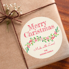 God jul Holly Berry Homemade Food Helgdag Baking Runt Klistermärke