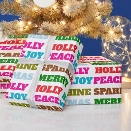God jul Holly Berry Jolly Peace Kärlek Joy Presentpapper