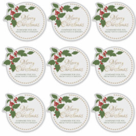 God jul Holly & Berry Label Food Gift Tin Klistermärken