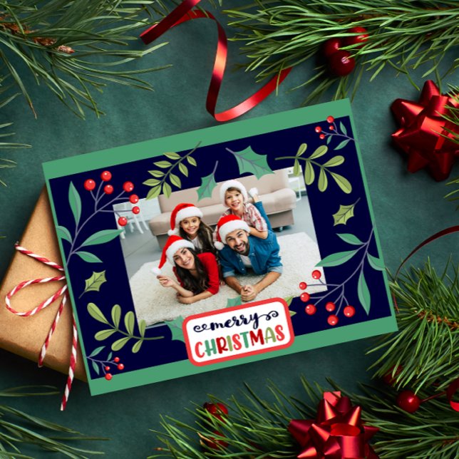 God jul Holly Berry (lägg till dina foton) Helg Vykort (Skapare uppladdad)