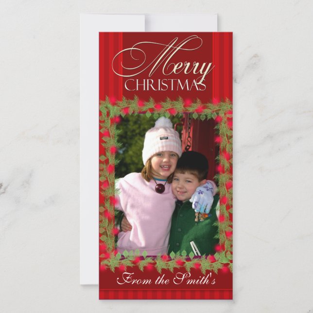 God jul Holly Berry Photo Card-mall Julkort (Framsida)