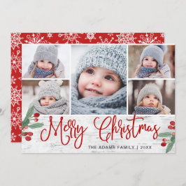 God jul Holly Berry Rustic 5 PHOTO Julkort