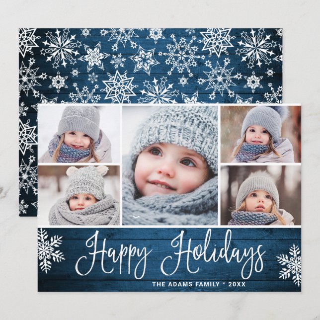 God jul Holly Berry Rustic 5 PHOTO Julkort (Fram/baksida)