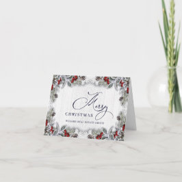 God jul Holly Berry Rustic Corporate Hälsning Helgkort