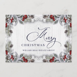 God jul Holly Berry Rustic Corporate Hälsning Julkort