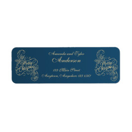 God jul Holly Blue Hälsning Helgdag Returadress Etikett