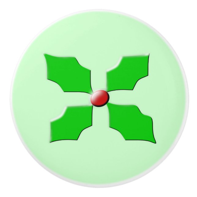 God jul Holly Ceramic Knob Knopp (Framsidan)