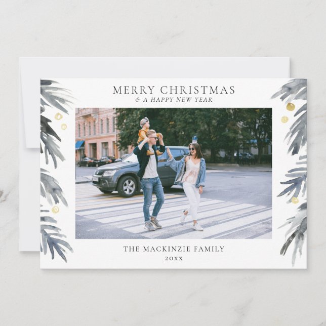 God Jul Holly Familjefoto Semestkort Julkort (Framsida)