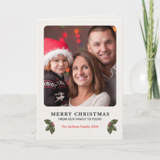 God Jul Holly Familjefotobildram Helgkort