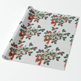 God jul Holly Gren Wrapping Papper Presentpapper