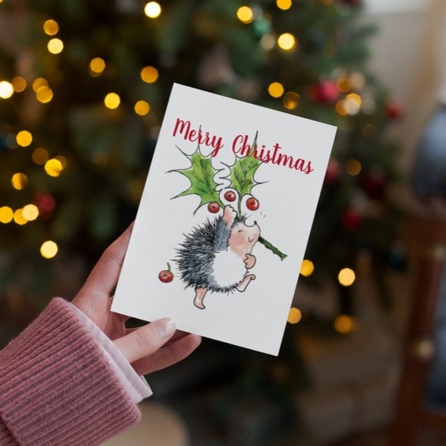 God jul Holly Hedgehog Julkort (Skapare uppladdad)