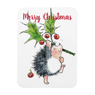 god jul Holly Hedgehog Magnet