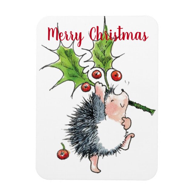 God jul Holly Hedgehog Magnet (Vertikal)