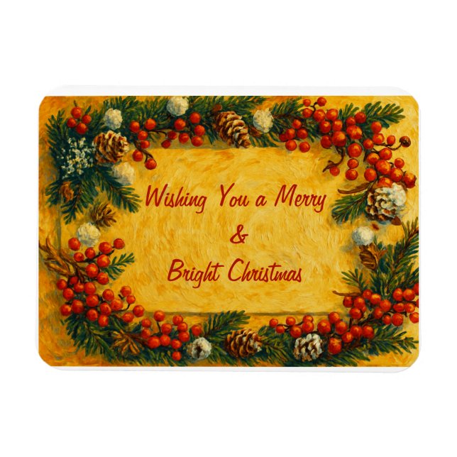 God Jul Holly Magnet (Horisontell)