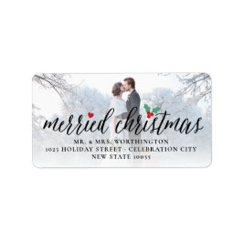 God jul Holly Mistletoe Photo Adress Adressetikett