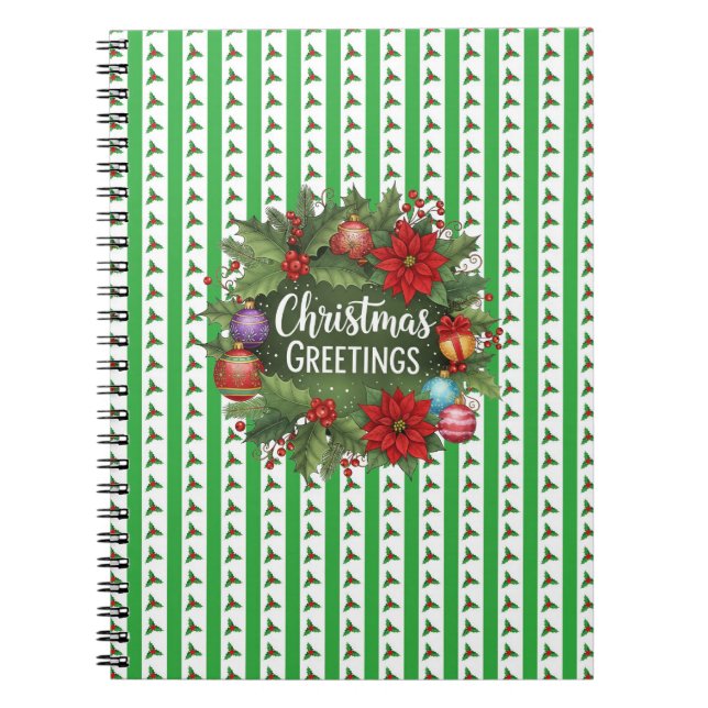 God jul Holly Mönster med krans Anteckningsbok (Framsidan)