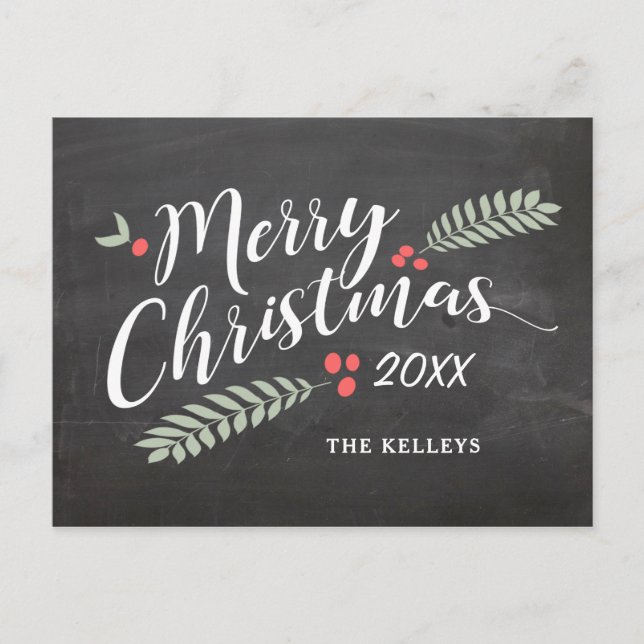 God jul, Holly och Berries non-Photo Vykort (Framsida)