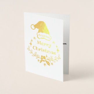 God jul Holly och Santa Hat Foil Card Folierat Kort