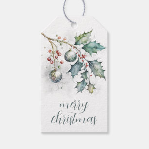 God jul Holly och Träd Ornaments Gift Märkre Presentetikett