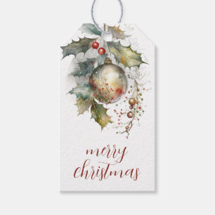 God jul Holly och Träd Ornaments Gift Märkre Presentetikett