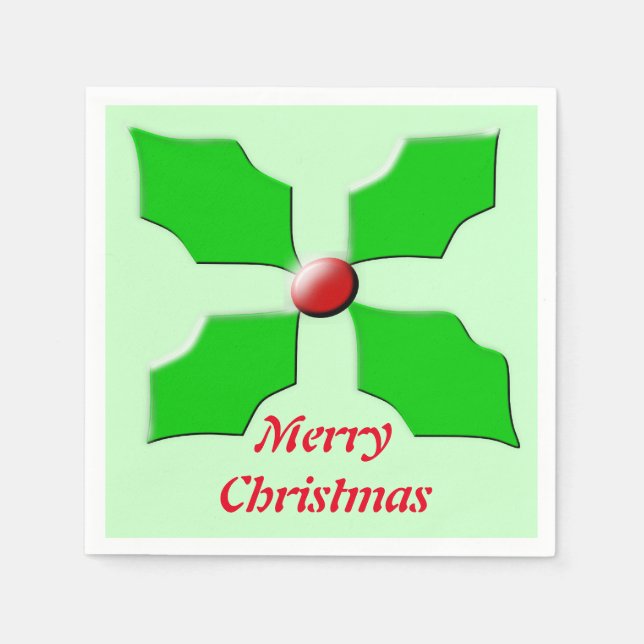 God jul Holly Pappra Napkins Pappersservett (Framsidan)