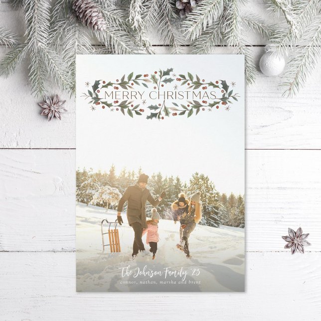 God jul Holly Photo Julkort (Skapare uppladdad)