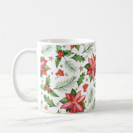God jul Holly Poinsettia Flower Helgdag Kaffemugg
