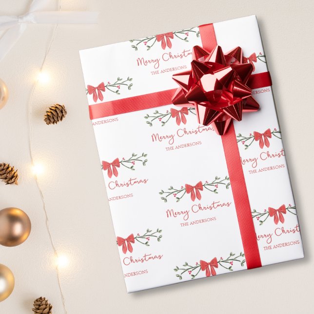God jul | Holly & Red Bow | Personlig Presentpapper (Skapare uppladdad)
