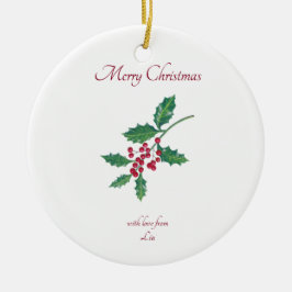 God jul Holly Red Ornament