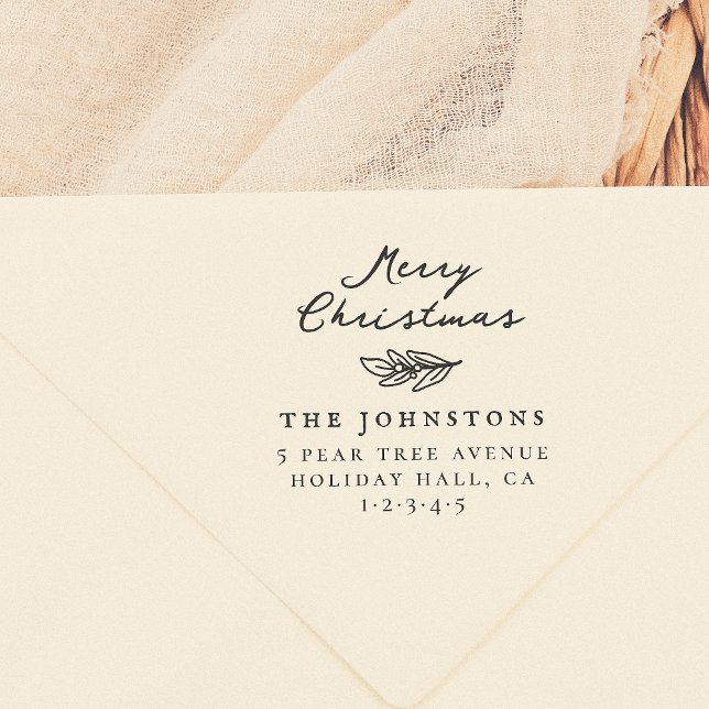 God jul Holly Sprig Family Returadress Självfärgande Stämpel (Skapare uppladdad)