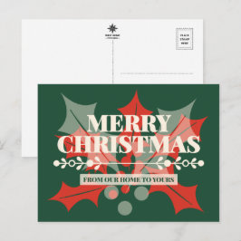 God Jul Holly Typografi Högtidlig Julkort Helg Vykort