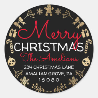 God jul Holly WAN OSA Returadress Runt Klistermärke