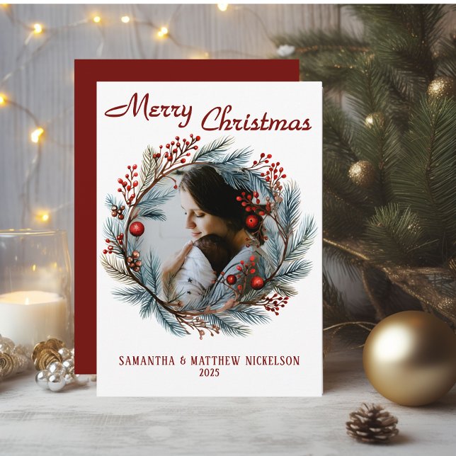 God jul Holly Wandeand Photo Helgdag Card Julkort (Skapare uppladdad)