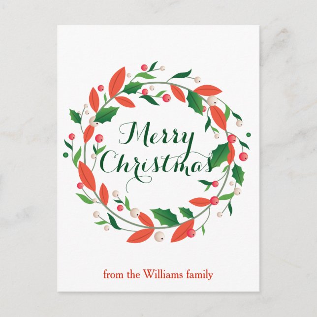 God jul Holly Wandeand Traditional Anpassningsbar Vykort (Framsida)