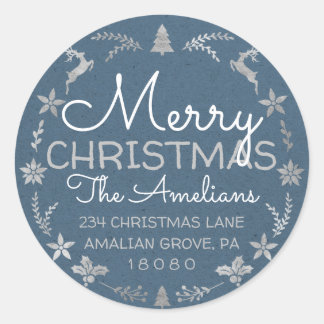 God jul Holly Wandeans OSA Kraft Blue Runt Klistermärke