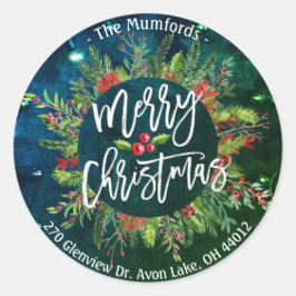 God jul Holly Wandeans Returetiketter Runt Klistermärke