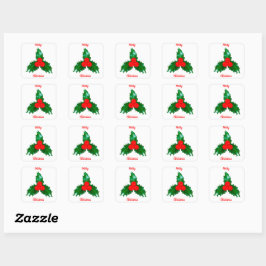 God jul Holly White Stickers Fyrkantigt Klistermärke
