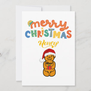 God jul Honung Bear Söt björn och present Julkort
