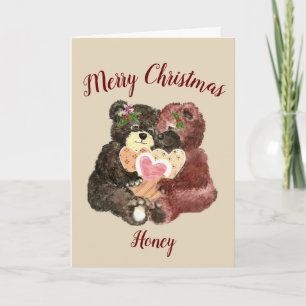 God jul Honung Cute Nalle Hugs Helgkort