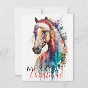 God jul Horse in Santa Hat Greeting Card Inbjudningar