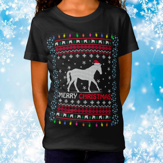 God jul Horse med Santa Hat T-Shirt (Skapare uppladdad)