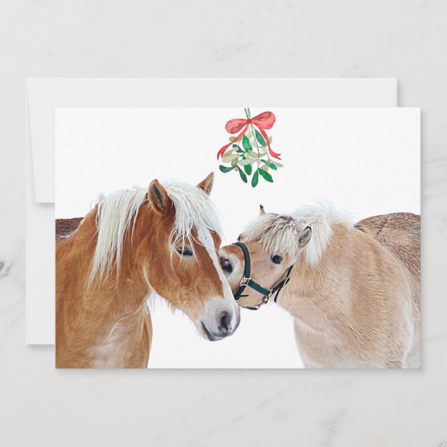 God jul Horse Mistletoe Equine Cute Ponies Julkort (Framsida)